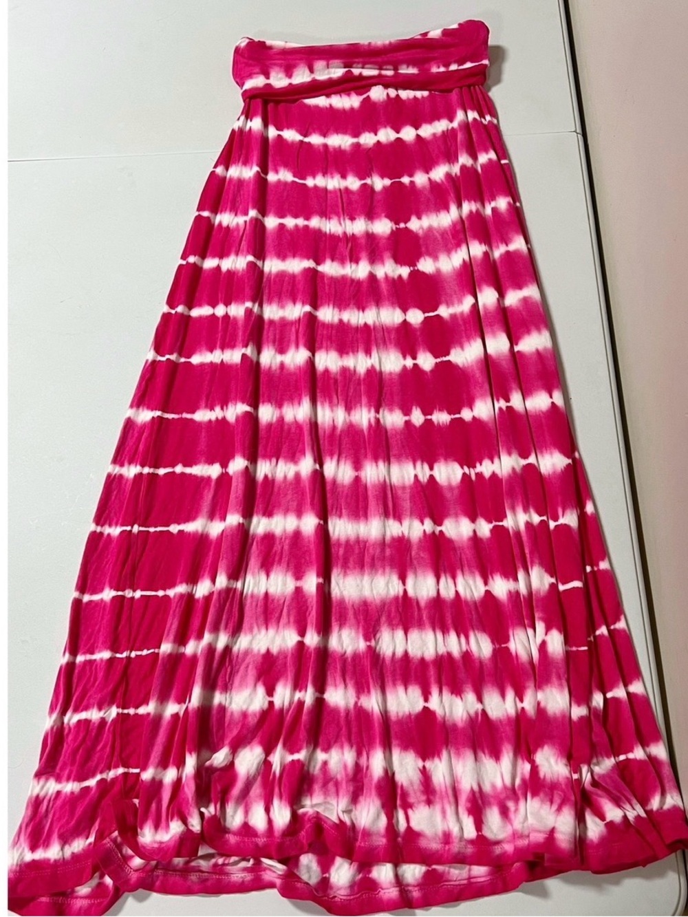 Design History Hot Pink White Tie Dye Fold Over Y2K Maxi Skirt Bottoms Size S 🤍🩷